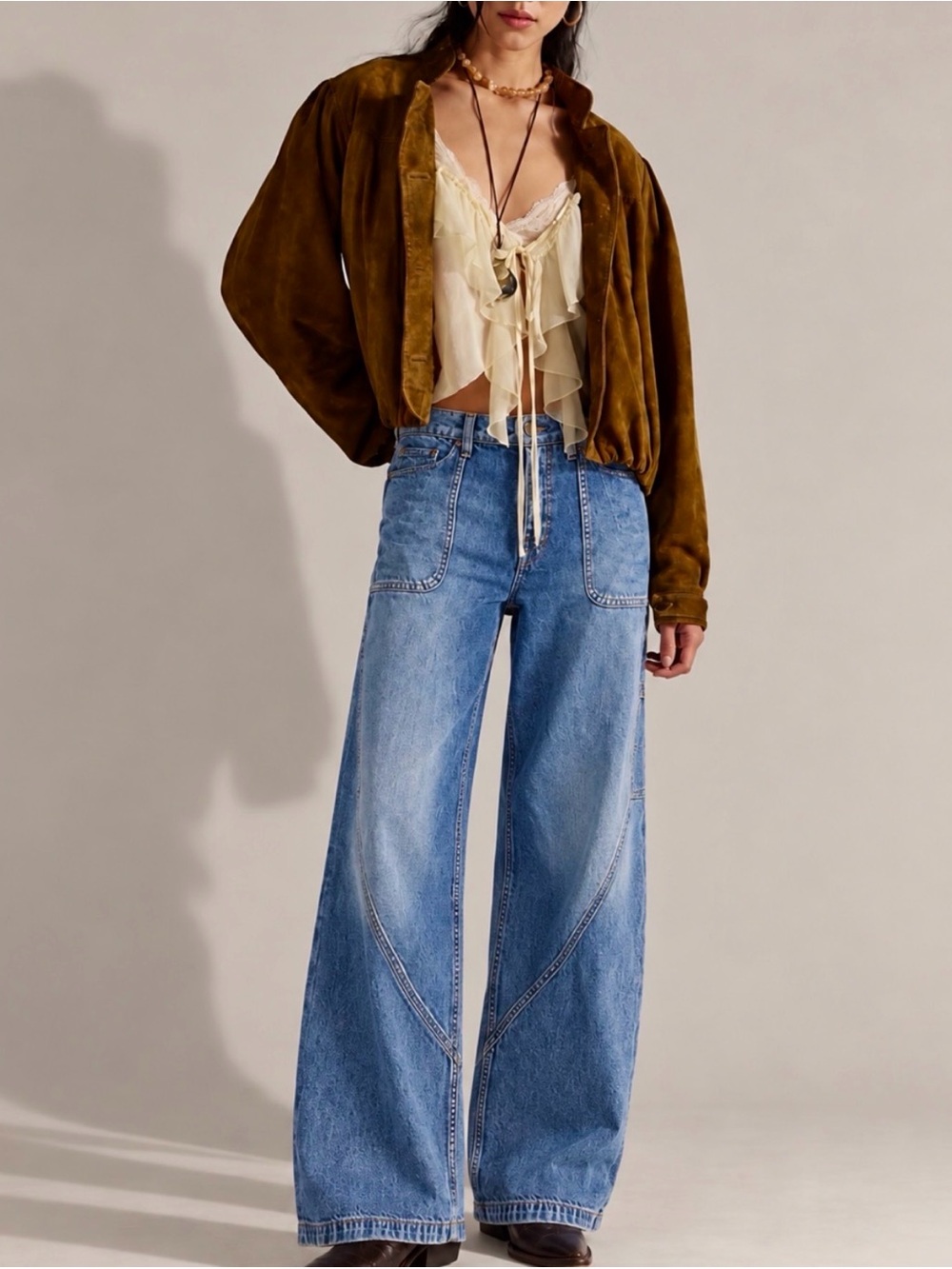 Free People WE THE FREE Haywire Utility Wide Leg Jeans Size 29